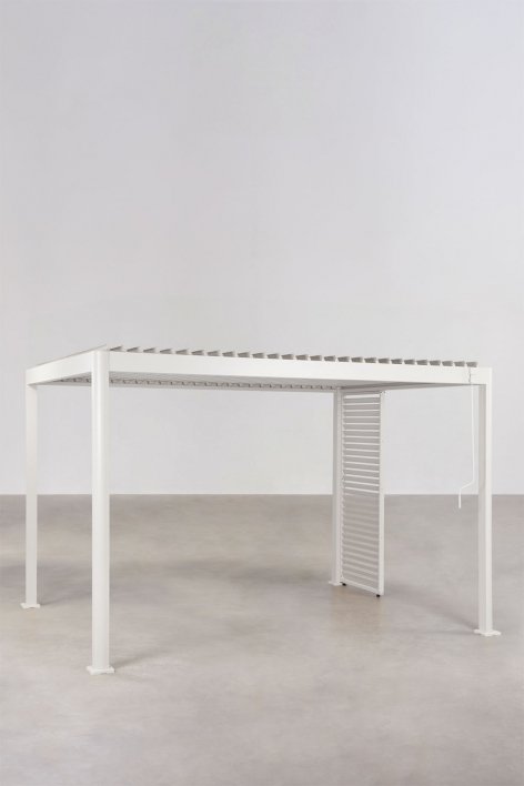 Pergola bioclimatique en aluminium avec lames et panneau Druvia