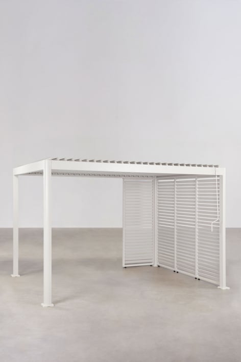 Pergola bioclimatique en aluminium avec lames et panneaux Druvia