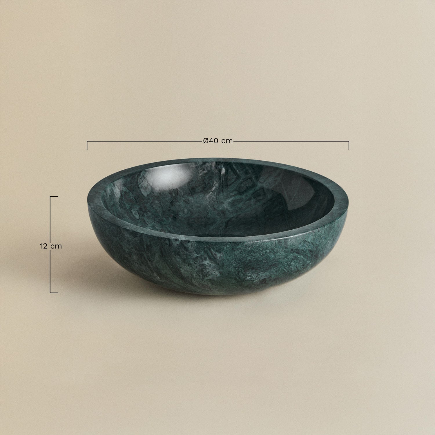 Lavabo rond Ø40 cm en pierre naturelle Eskel, mesures