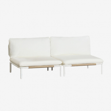 Canapé Modulaire De Jardin 2 Pièces En Acier Roubly Beige Amande - Sklum