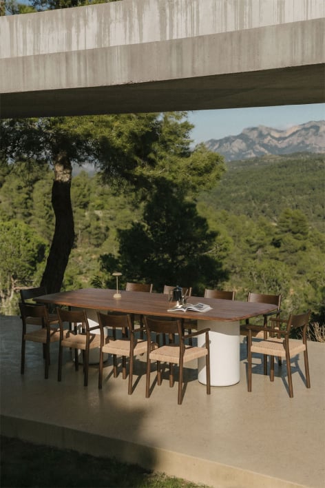 Table de jardin rectangulaire 270x110 cm en bois d'acacia Leighton - Brun Acacia foncé