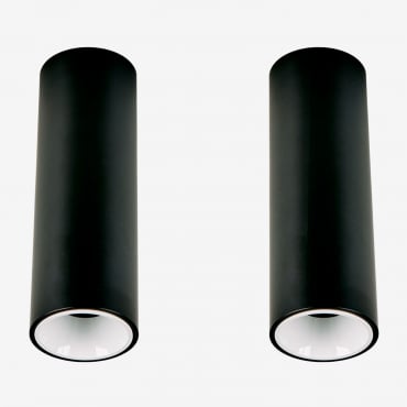 Pack De 2 Appliques De Plafond Led De Surface Ronds Ø7,2 Cm Pour Extérieur En Aluminium Luisiana Noir - Blanc & Blanc Neutre 3500k & 10 W & 23o -