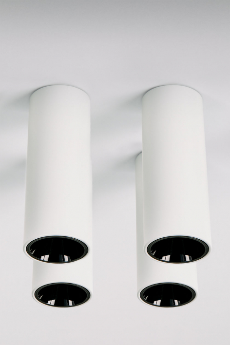 Pack de 4 appliques de plafond LED de surface ronds Ø7,2 cm pour extérieur en aluminium Luisiana