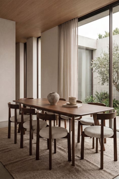 Table à manger rectangulaire extensible en bois Treveris 220-320x95 cm