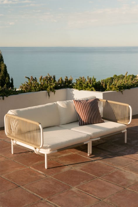 Canapé modulaire de jardin 2 pièces avec 2 fauteuils d'angle Roubly