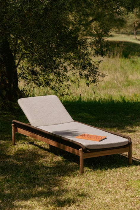 Chaise longue inclinable en bois d'acacia et corde tressée Karvia