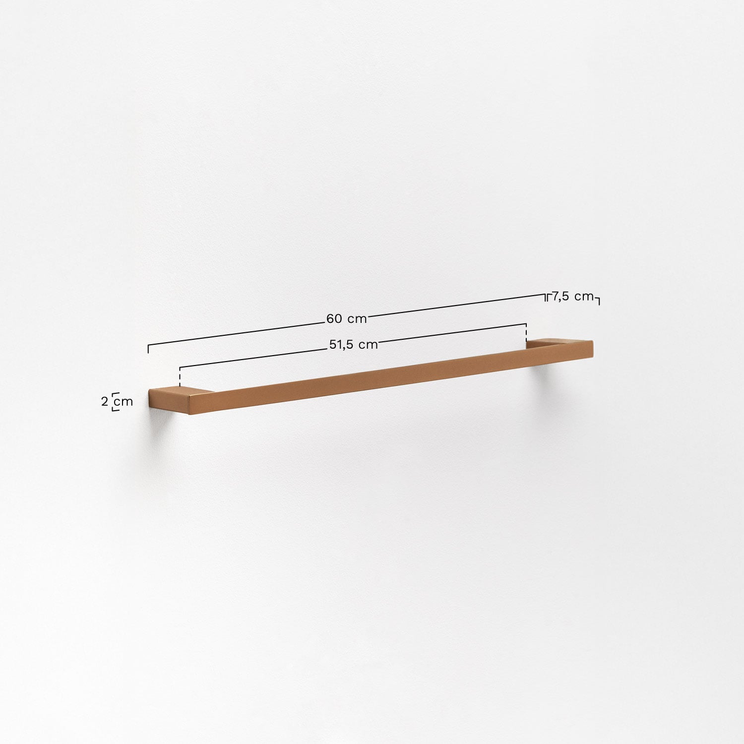 Toilettenhalter mit Stange ↔︎60 cm für Badezimmer aus Edelstahl Olvam, mesures
