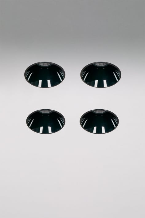 Pack de 4 downlights LED encastrables sans cadre trimless ronds Ø5,3 cm pour extérieur en aluminium Luisiana