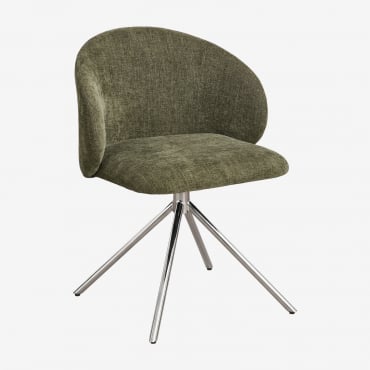 Pack De 4 Chaises De Salle À Manger Pivotantes Rembourrées Gryon Chenille Sage Vert - Sklum