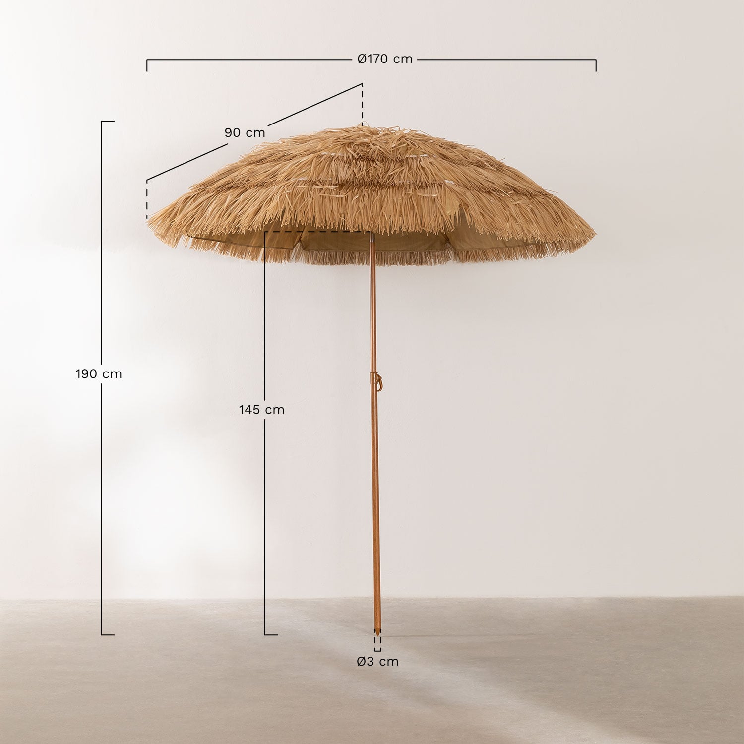 Parasol en acier Rohs, mesures