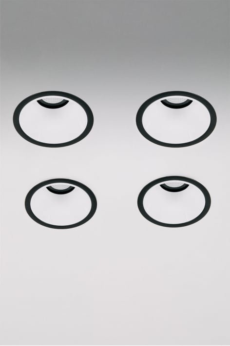 Pack de 4 downlights LED encastrables avec cadres ronds Ø8 cm en aluminium Luisiana