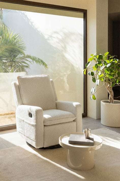 Fauteuil inclinable et pivotant en tissu bouclé Nolon