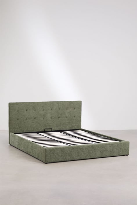 Lit coffre tapissé Abiel - Chenille Sage Vert