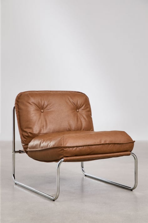 Fauteuil rembourré Matilda - Similicuir Camel Vintage