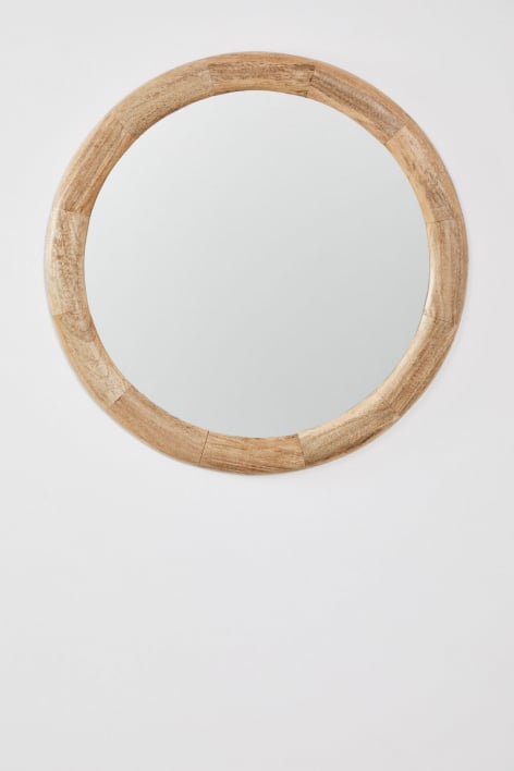 Miroir mural rond Ø80 cm en bois de manguier Virek
