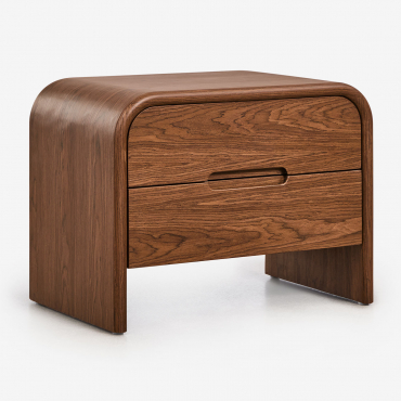 Pack De 2 Tables De Chevet 45x40 Cm En Mdf Claudres Marron Noyer Foncé - Sklum
