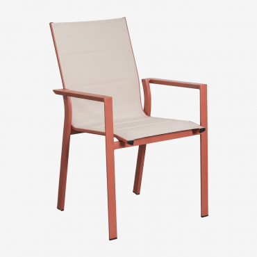 Pack De 2 Chaises De Jardin Empilables Avec Accoudoirs En Aluminium Karena Tapioca Beige - Terracota - Sklum