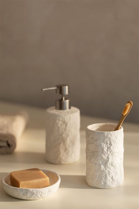 Set de salle de bain en grès gris chromé Zolave
