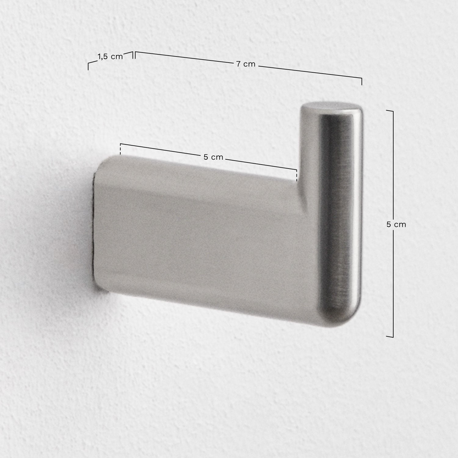 Patère de salle de bain en acier inoxydable Rovent, mesures