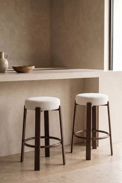 Tabouret haut en tissu chenille et fer Jolie