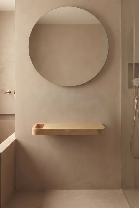 Ensemble meuble de salle de bain suspendu 70x45 cm en bois de teck Neill