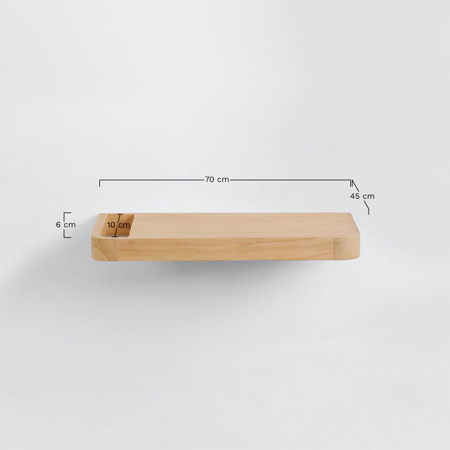 Ensemble meuble de salle de bain suspendu 70x45 cm en bois de teck Neill, mesures