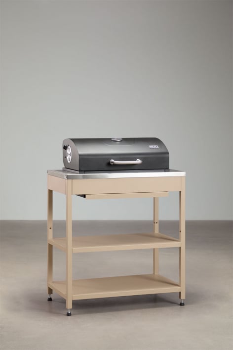 Module avec barbecue au charbon pour cuisine modulaire d'extérieur en acier Savona