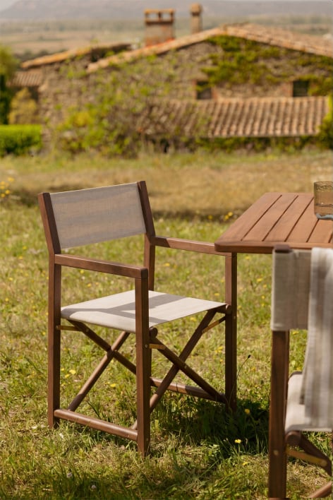 Chaise de réalisateur pliante de jardin en bois d'acacia Rondonia - Beige Clair