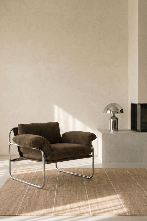 Fauteuil en chenille et fer Evani - Chenille marron café