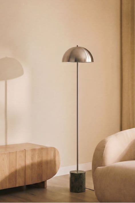 Lampadaire LED en acier inoxydable et pierre naturelle Nicolas