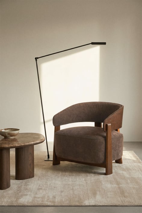 Fauteuil en bois de chêne tapissé Olea