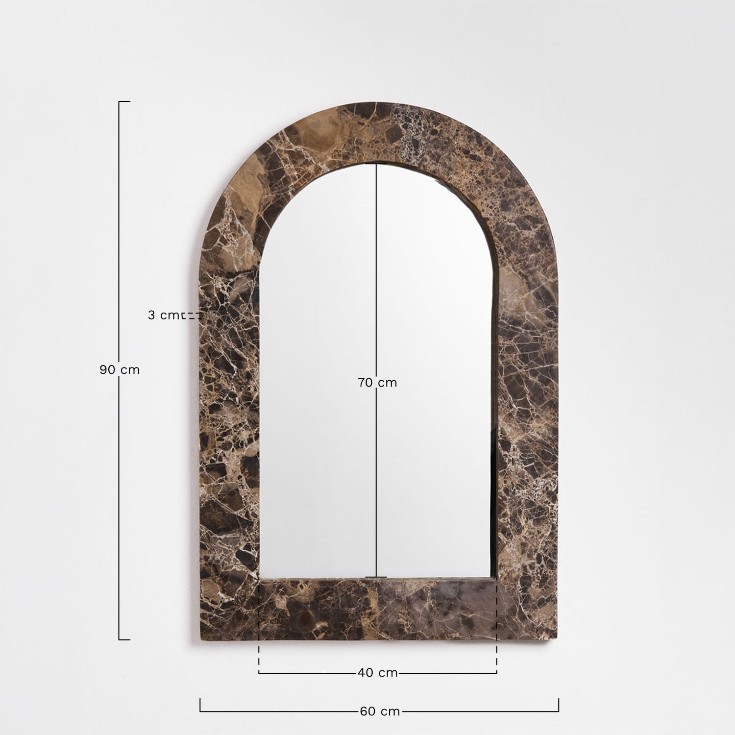 Miroir mural en pierre naturelle Alune, mesures