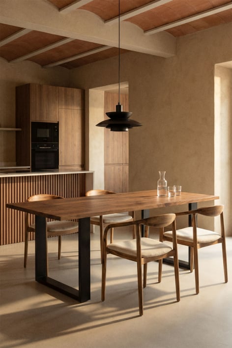 Table à manger rectangulaire 200x100 cm en bois d'acacia et acier Milet