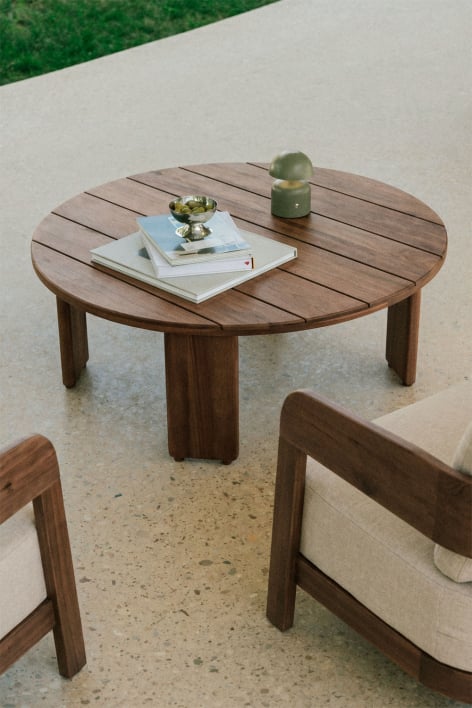 Table basse de jardin ovale 100x80 cm en bois d'acacia Uleno