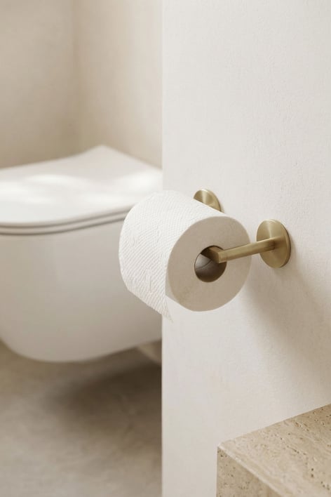 Porte-rouleaux adhésif pour salle de bain en acier inoxydable Caldrumi