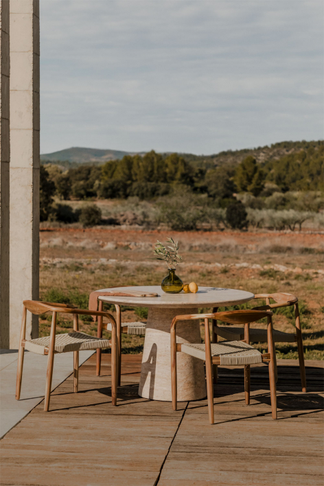 Table de jardin ronde Ø120 cm en ciment Noemi