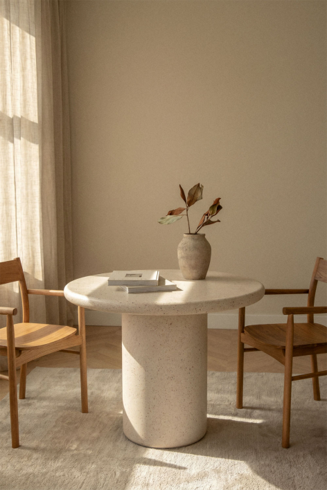 Table de salle à manger ronde en ciment Emiria