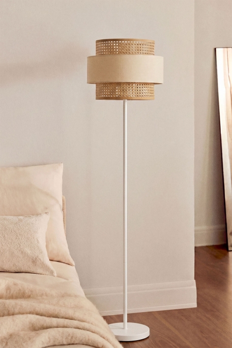 Lampadaire en rotin et fer Satu