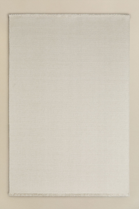 Tapis rectangulaire en laine et coton Quiteria - Blanc Gardenia