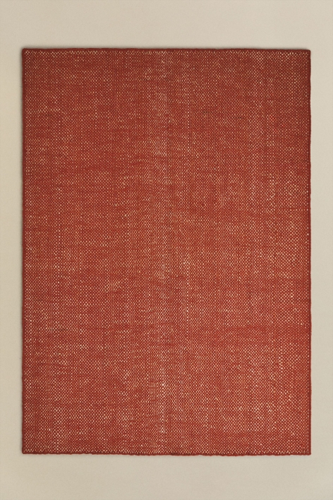 Tapis rectangulaire en laine et jute Wamba - Rouge Argile