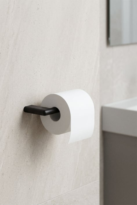 Porte-rouleau de papier toilette pour salle de bains en acier inoxydable noir mat Rovent - Noir Mate