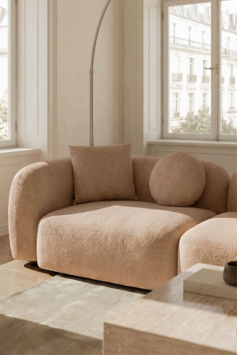 Module d'angle gauche 2 places pour canapé modulaire en chenille Coco - Chenille Épaisse Marron Latte