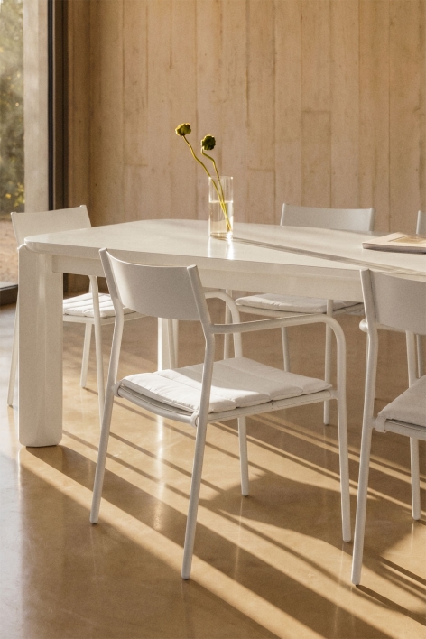 Chaise de salle à manger empilable avec accoudoirs en acier Tossa - Blanc Gardenia