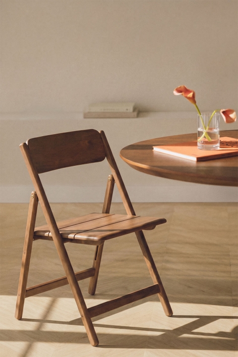 Chaise de salle à manger pliante en bois d'acacia Zayma