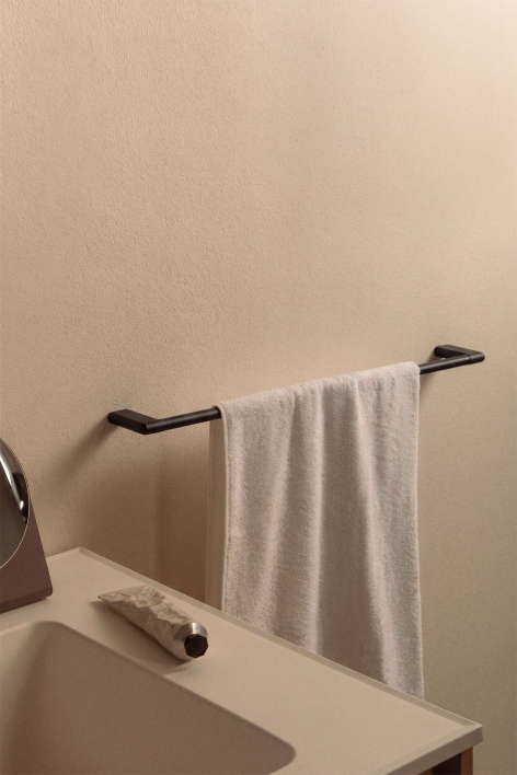Porte-serviettes mural avec barre 60 cm pour salle de bain en acier inoxydable noir mat Rovent
