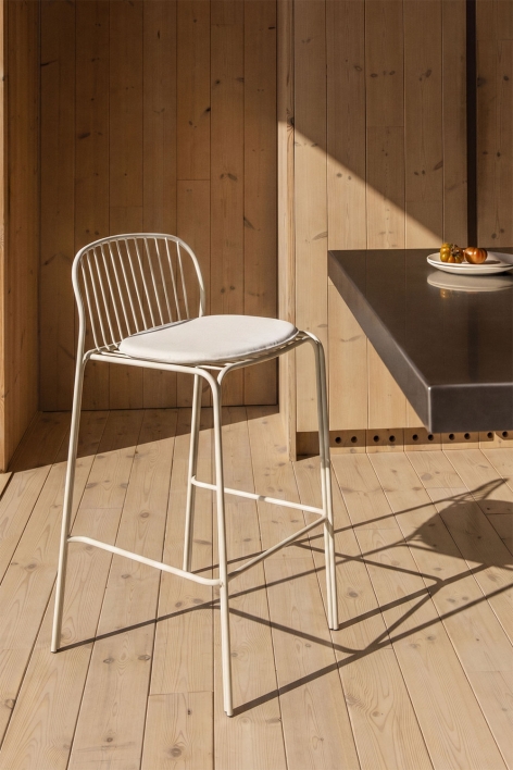 Tabouret haut en acier Anerina - Blanc Gardenia
