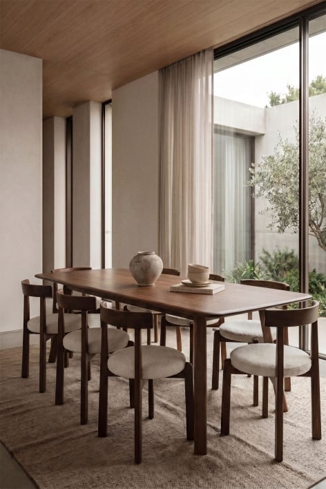 Table à manger rectangulaire extensible en bois Treveris 220-320x95 cm - Marron Noyer Foncé