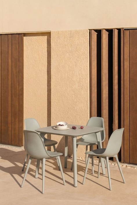 Table de jardin carrée 85x85 cm en polypropylène Scand - Vert Kaki