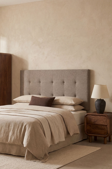 Tête de lit pour lit de 150 cm tapissée en tissu beige crème Artur