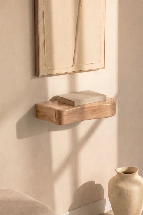 Console d'entrée murale avec rangement en bois d'acacia Nireimi